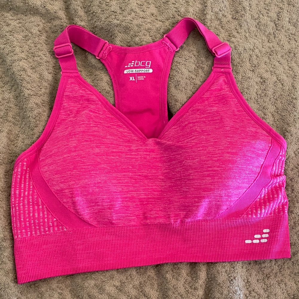 bcg Women's Hot Pink Low-Support Racerback Sports Bra